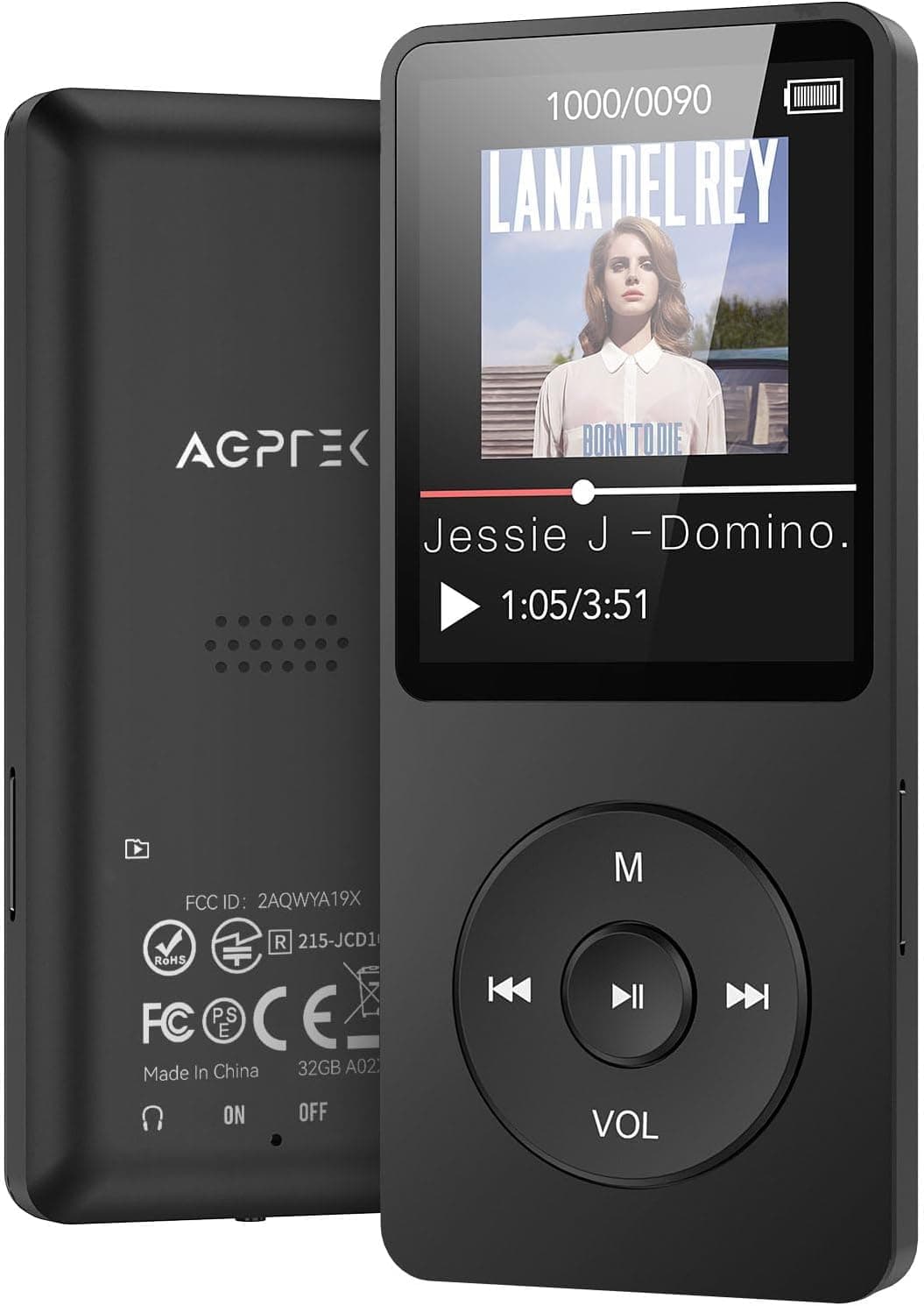 MP3 Player with Bluetooth 5.3, 32GB Internal Memory Portable Music Player 1.8 inch Screen with Speaker, FM Radio, Voice Recorder, Supports Expanded Up to 128GB