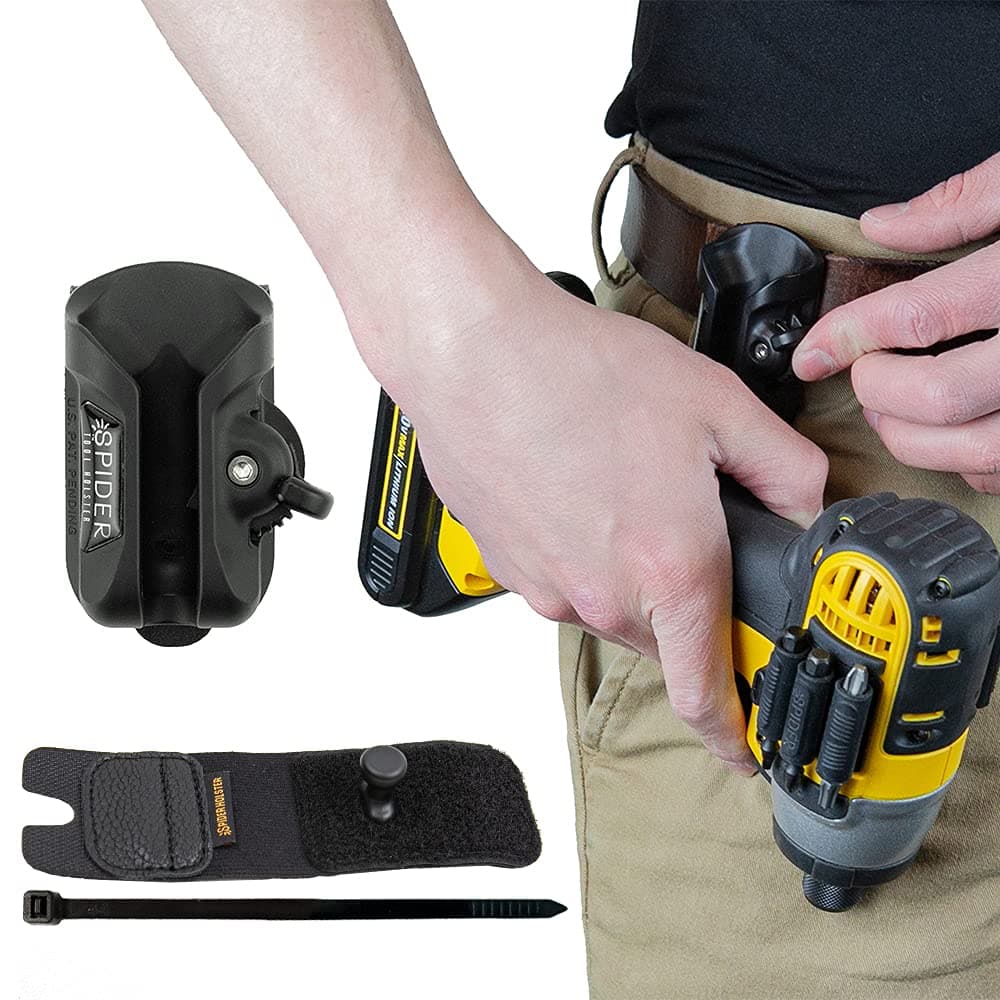Spider Tool Holster Set - Improve the way you carry your power drill, driver, multitool, pneumatic, multi-tool and more on your belt!