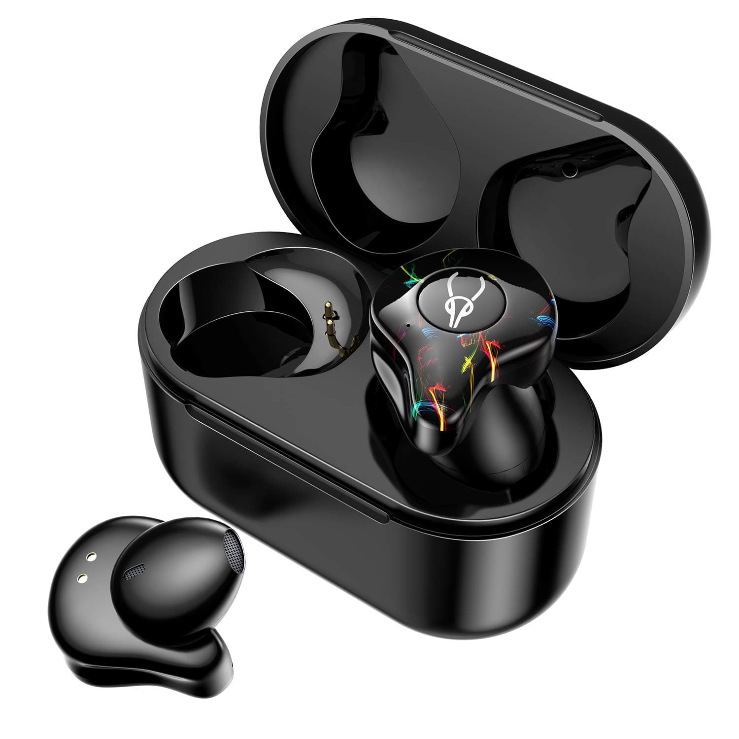 GIKERSY Deep Bass Bluetooth 5.0 Headphones True Wireless Earbuds,Sweat Proof Earphones Wireless in Ear Earbuds with Mini Charging Box, Built-in Microphone for iPhone, Huawei, Samsung