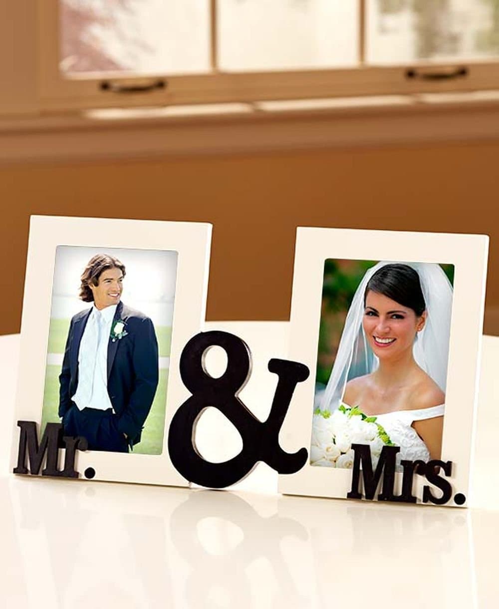 Mr. and Mrs. Wedding Photo Frame for two 4x6 inch photos