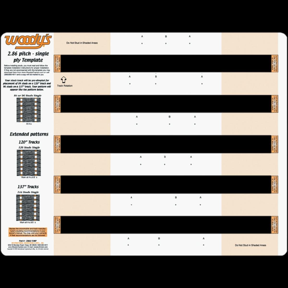 International Engineering Woodys Studding Templates Ski-Doo 286S-TEMP