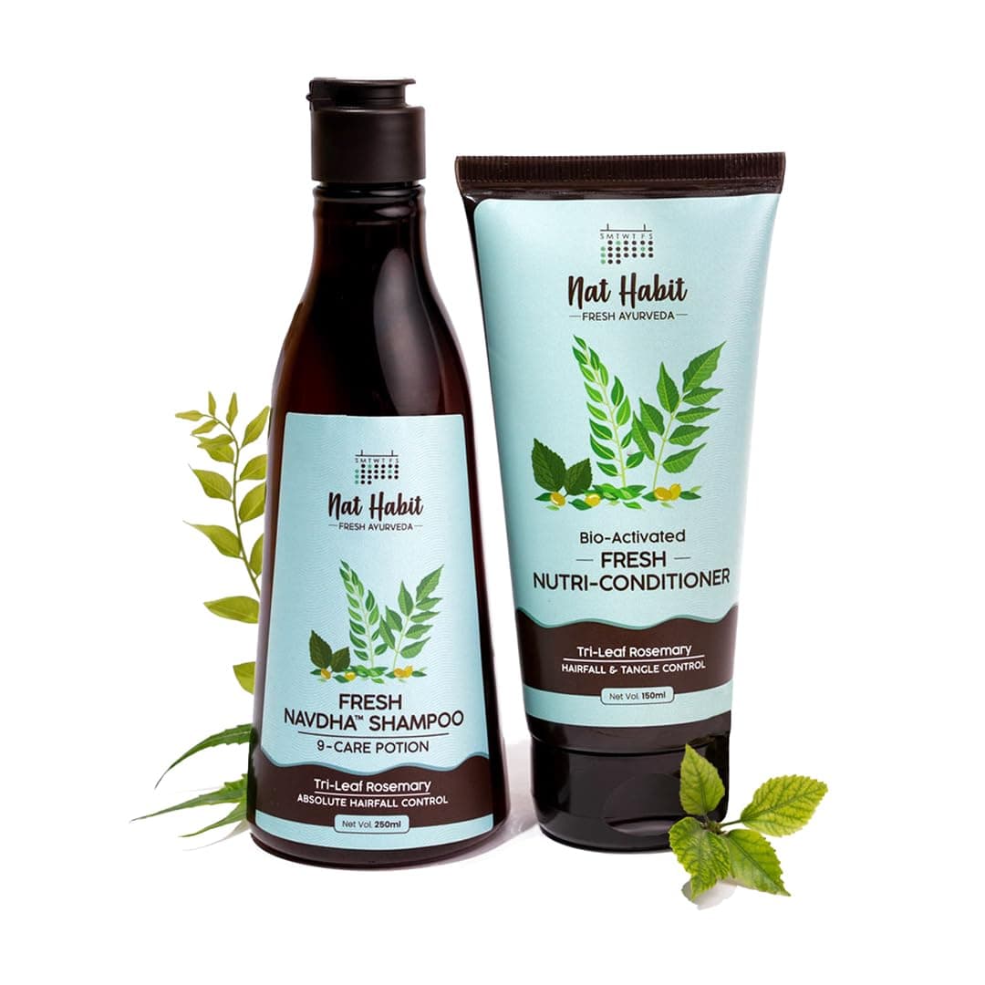Trileaf Rosemary Shampoo & Conditioner Combo|Herbal Shampoo for Dry Frizzy & Damaged Hair, Hair Fall | Amla Reetha Shikakai| Sulphate Free