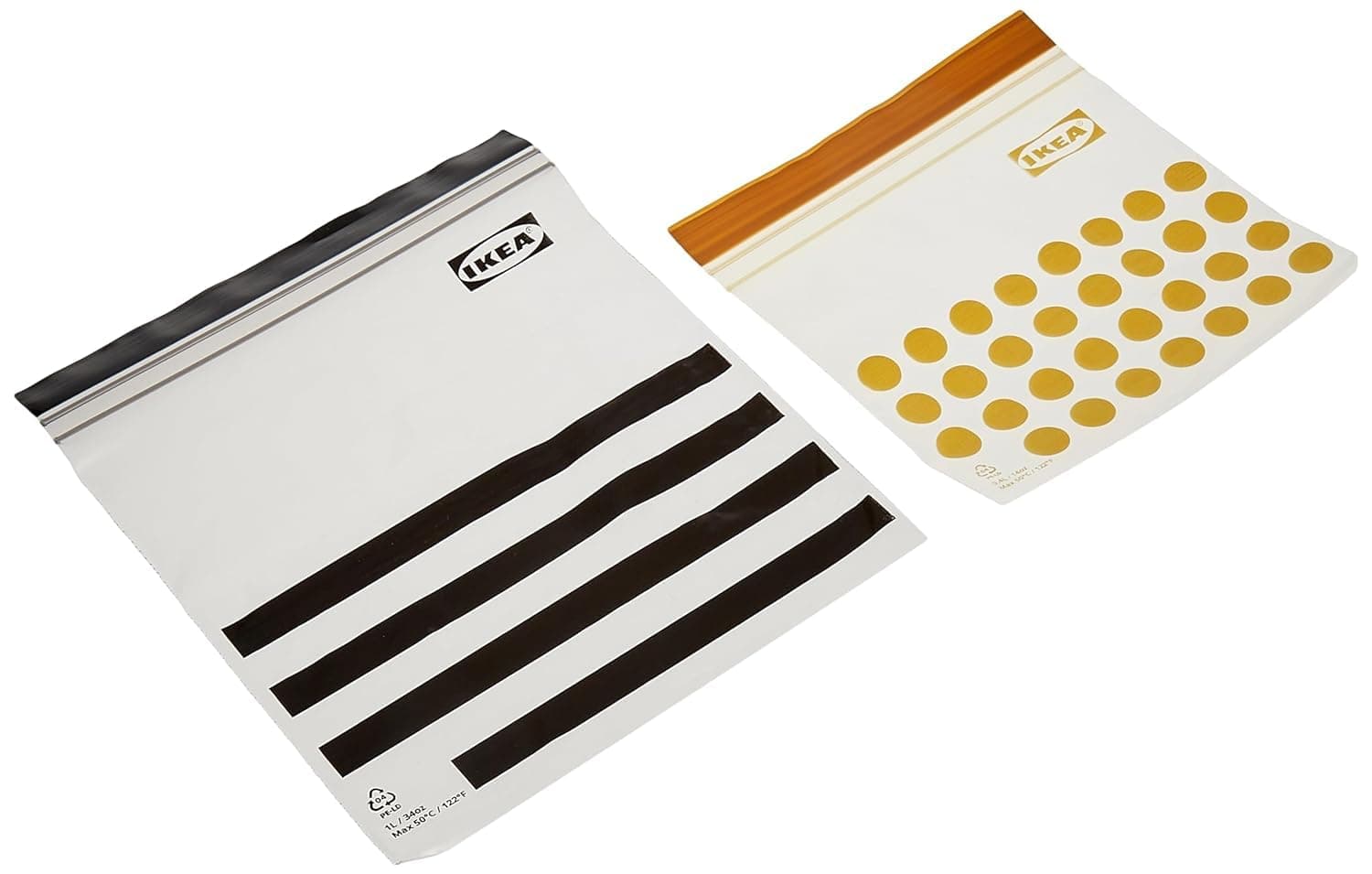 ISTAD(イスタッド) ビニール袋 黒と黄 60枚入 30袋(0.4リットル)と30袋(1リットル) 再密封できるので繰り返し使用できます。