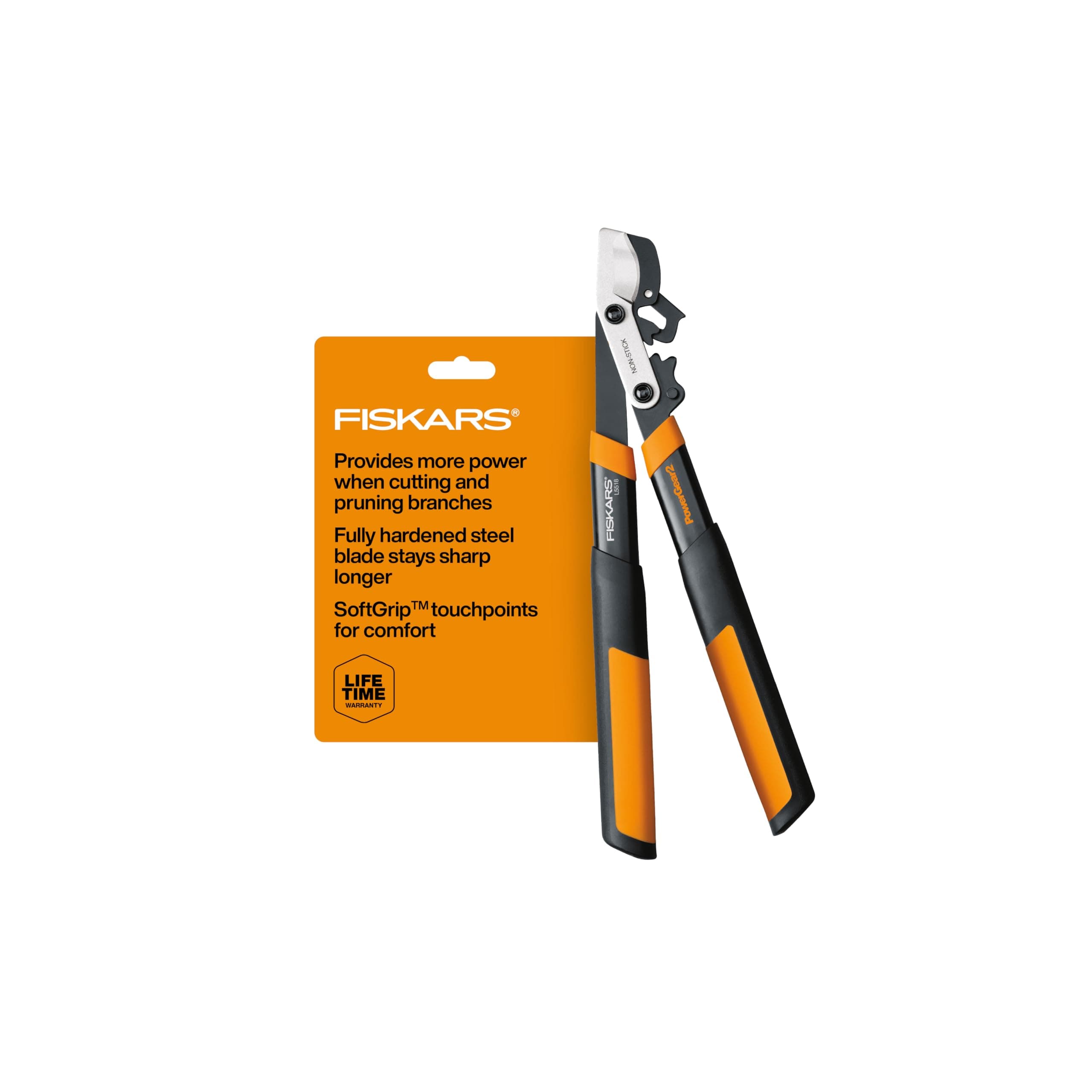 Fiskars 18-Inch Loppers for Tree Trimming, Heavy Duty, Sharp Bypass Steel Blade Tree Branch Cutter up to 1.5-Inch Diameter Cut Capacity, PowerGear2 Technology Multiplies Power, Hand Loppers