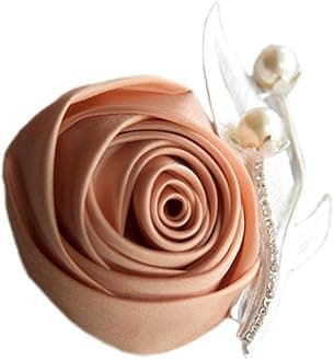 Boutonniere Bridegroom Groom Men's Boutonniere Boutineer with Pin for Wedding, Prom, Homecoming Champagne Pack of 2