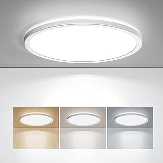 BLNAN LED Flush Mount Ceiling Light, 12 Inch 24W 3000K/4000K/5000K Hardwire Light Fixture, Ultra Thin Round White Lamp for Kitchen Porch Bedroom Hallway Stairwell Basement, Non-dimmable 1 Pack