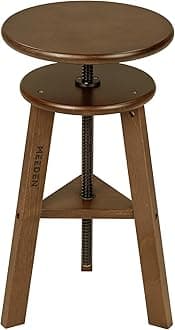 MEEDEN Walnut Drafting Stool with Solid Beech Wood, Height Adjustable Artist Studio Stool, Bar Stool, Office & Kitchen Stool, Perfect for Studio, Home Use, Bars