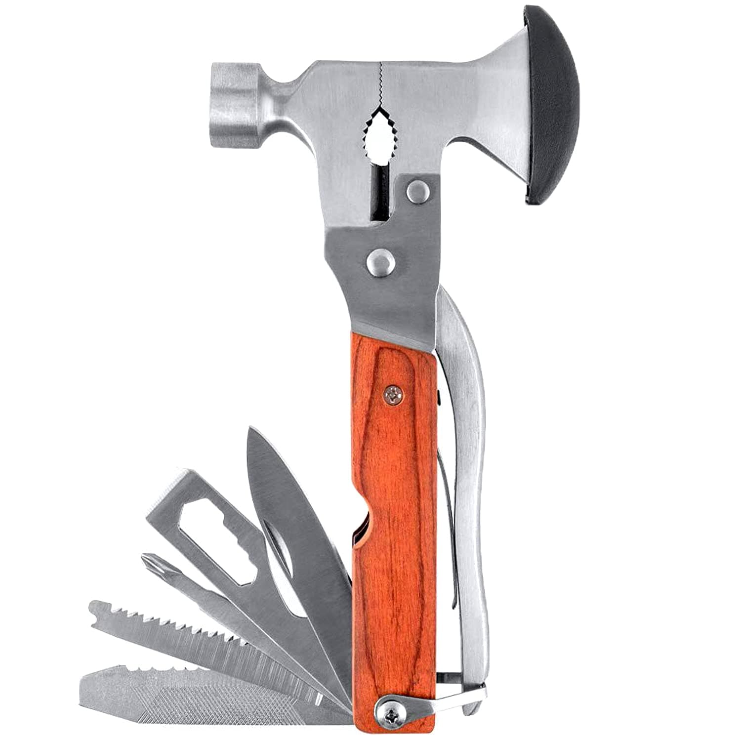 Stainless Steel 16-in-1 Portable Multi-Functional Claw Hammer Tool for Camping, Hiking, Hunting, Household, Emergency and Outdoor Survival Kits Emergency Escape Tools
