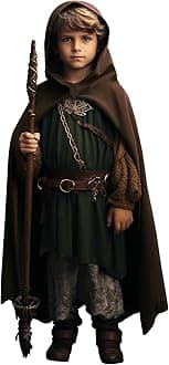 Renaissance Costume for Boys Kids Medieval Cloak With Hood Halloween Ranger Wizard Elven Hooded Cape Robe