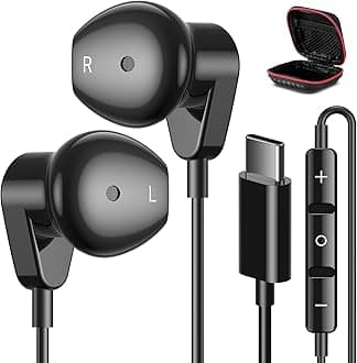 USB C Headphone for iPhone 17 16 15 Pro Max/iPad, HiFi Stereo Type C Earphones USB-C Wired Earbuds with Microphone Volume Control for Samsung S25/S26/S24/S23/S22/S21/Pixel/for OnePlus/Android