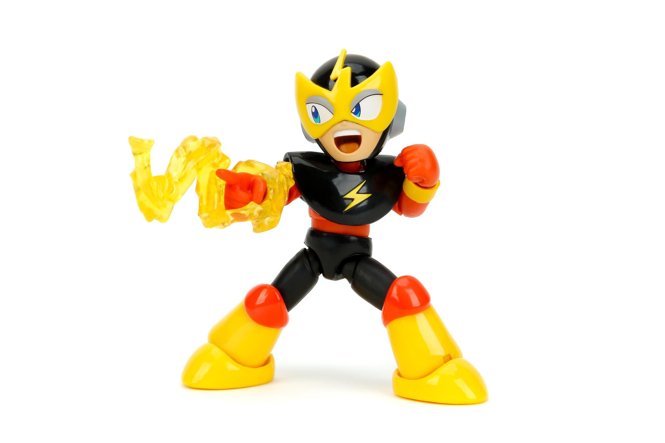 Jada Toys Mega Man 4" Elec Man - 1:12 Scale Action Figure, Wave 2 – Over 15 Points of Articulation, Alternate Hands & Head, Lightning Bolt Accessory
