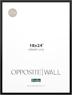 Opposite Wall - 18x24 in - Black Solid Oak Wood Picture Frame - Lightweight, Versatile & Shatterproof - Wall Hanging Poster or Photo Frame - Wall Decor for Office, Gallery & Home