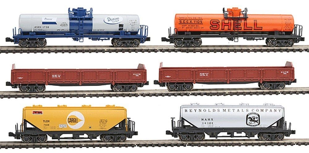 N Mixed Freight Train Set - 6 Car Assortment