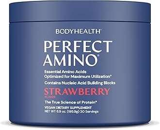 PerfectAmino Powder - BCAA and EAA Powder for Pre and Post Workout - Amino Acid Energy Drink for Men and Women to Support Lean Muscle and Recovery - Strawberry - 30 Servings