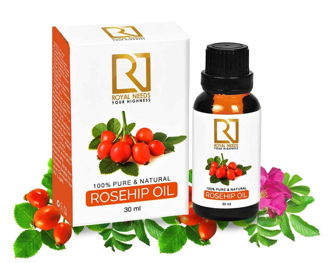 Royal Needs Pure And Natural Therapeutic Grade Organic Cold Pressed Unrefined Rosehip Essential Seed Oil, 30Ml