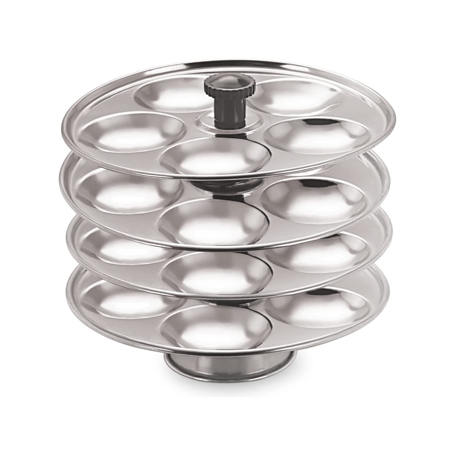Hazel Stainless Steel Medium Idli Plate with Stand, 4-Rack Plates, 20 Idlis