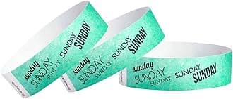 Wristco 500 Sunday Aqua Tyvek Wristbands for Events - ¾” x 10” - Waterproof Recyclable Comfortable Tear Resistant Paper Bracelets Wrist Bands for Concerts Festivals Admission Party Tours