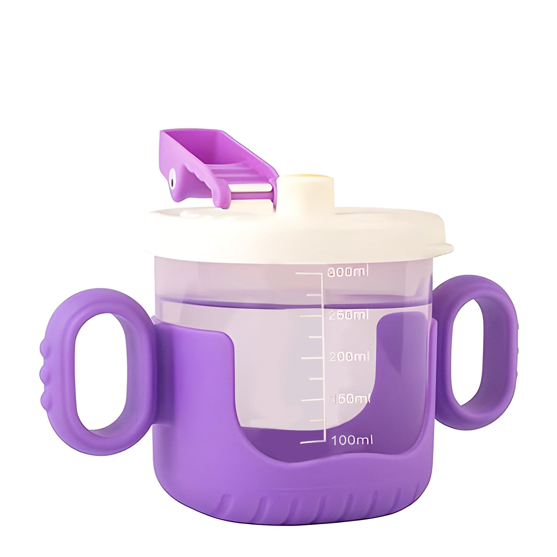 MINI SOUL Cute Design Training Cup for Babies, Anti-Spill Sippy Cups with Soft Silicone Straw, BPA Free Food Grade Material Drinking Cup, Straw Sipper with Handles, 300ml, (Pack of 1, Purple)