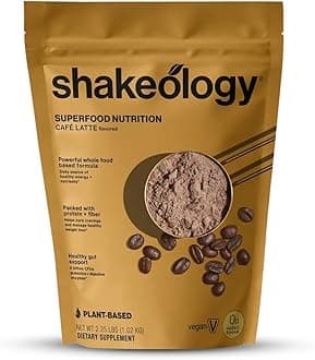 Shakeology 0g Added Sugar Plant Based Protein Powder Blend, Gluten-Free Shake with Vitamins and Minerals – Helps Support Healthy Weight Loss, Lean Muscle, Gut Health – Cafe Latte, 30 Servings