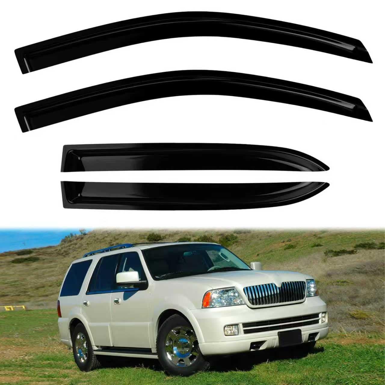 4PC Rain Guards for 2002-2010 Ford Explorer Mercury Mountaineer Window Visors for 03-10 Lincoln Aviator Deflectors Sun Shades Vent Tape On Out Channel