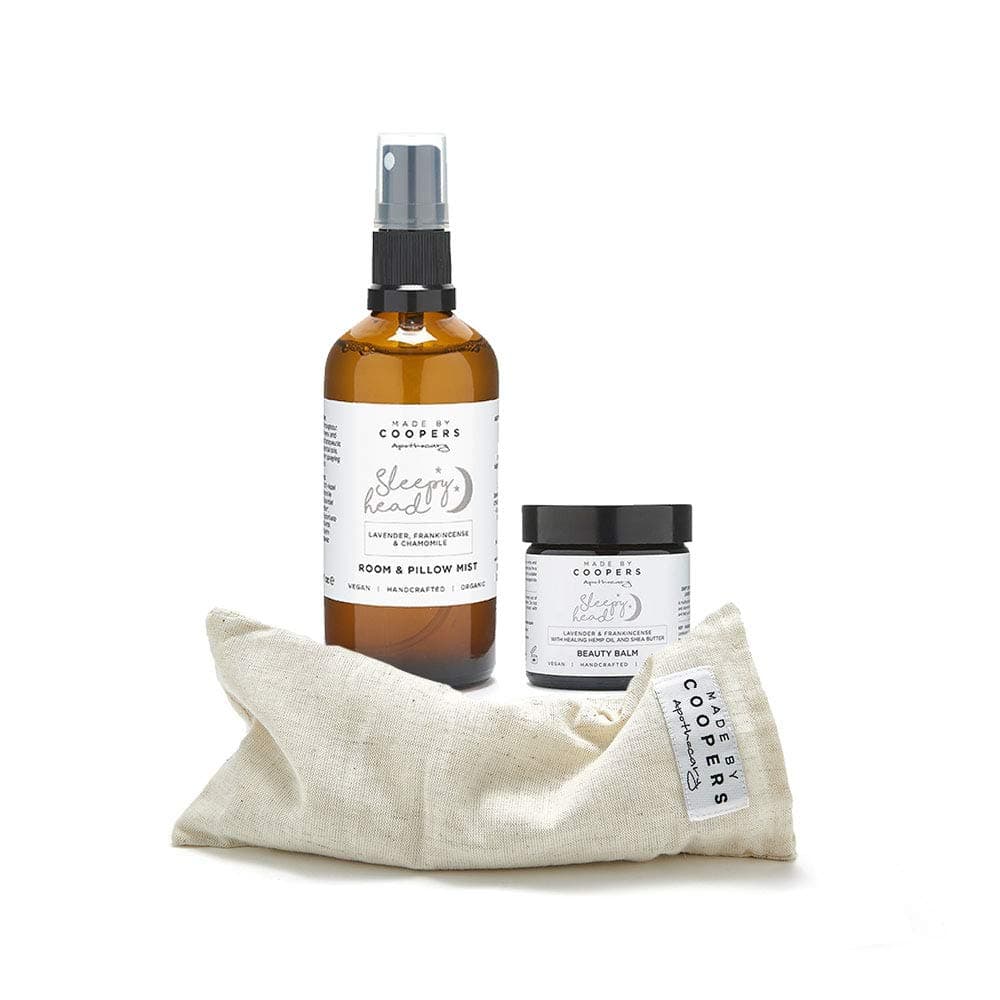 Made by Coopers Night Time Ritual Kit - Relaxing Gift Set - Sleep Kit with Organic Pillow Mist, Temple Balm and Lavender & Flaxseed Eye Pillow - Natural Sleep Remedy