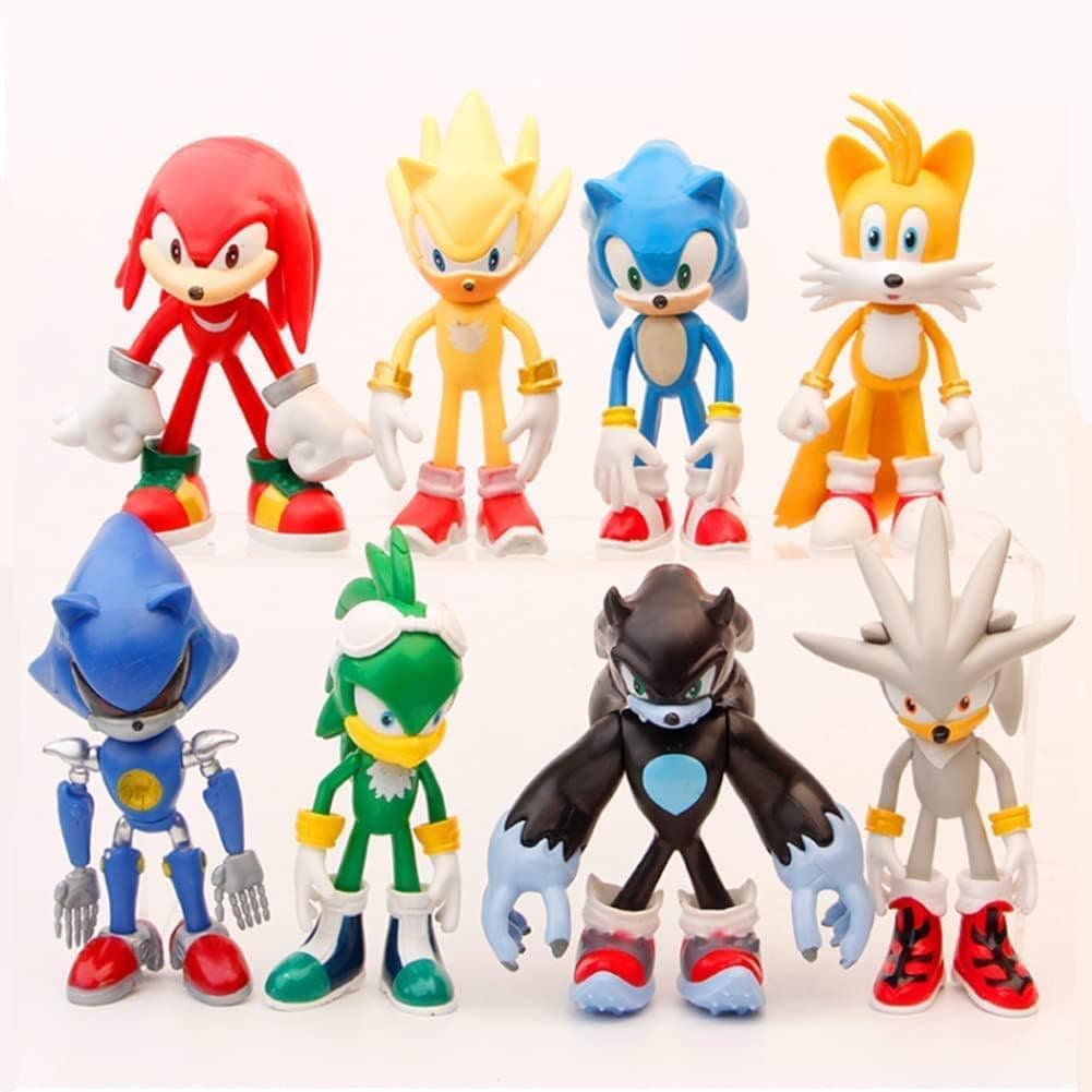 Sonic Action Figures Toys,4.7-5'' Tall with Movable Joint Playsets Toys, (Pack of 8)