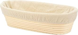 11.8 inch Oval Long Banneton Brotform Bread Dough Proofing Rising Rattan Basket & Liner