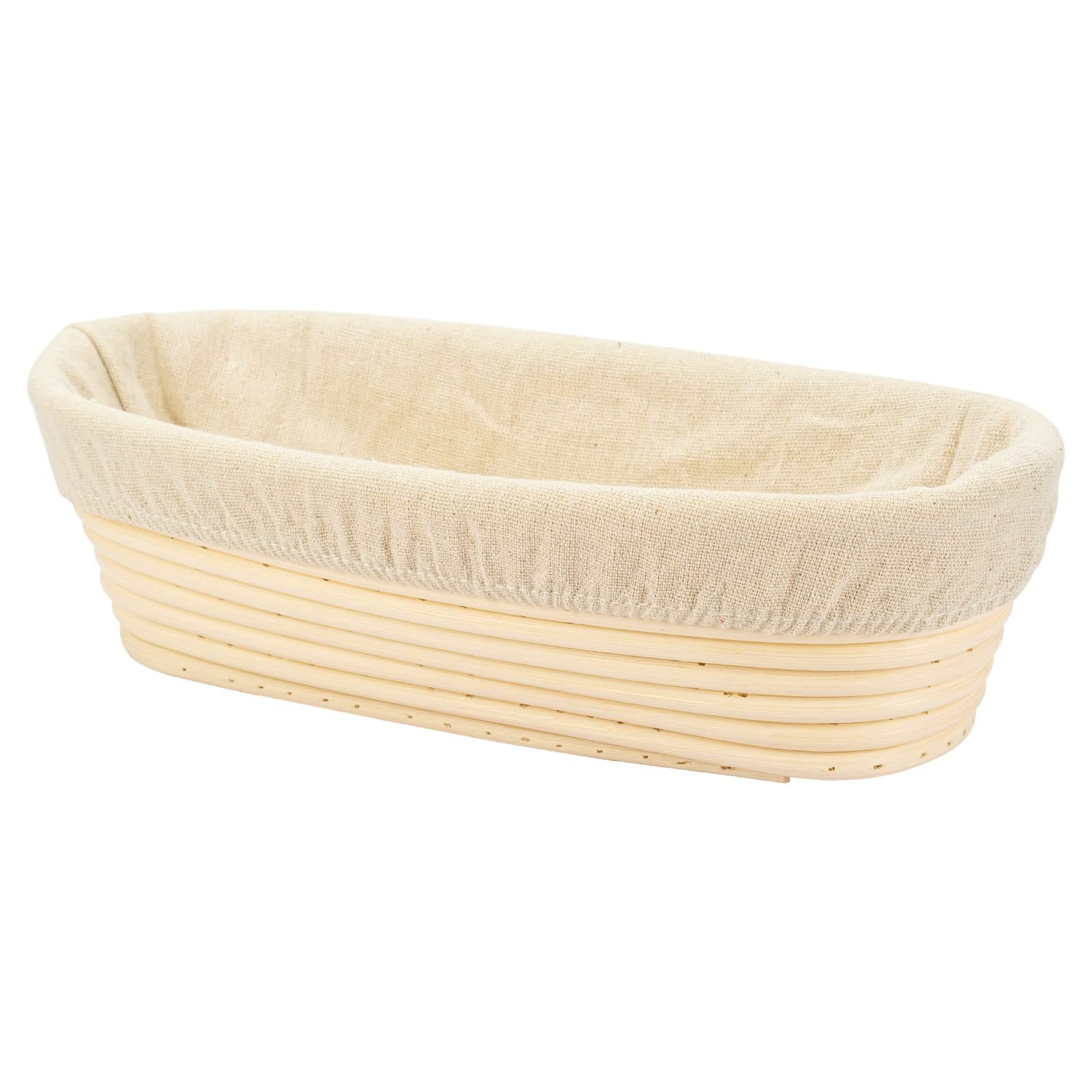 11.8 inch Oval Long Banneton Brotform Bread Dough Proofing Rising Rattan Basket & Liner