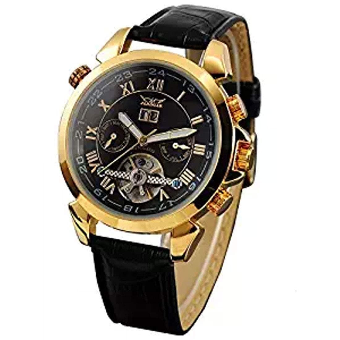 Gute Jaragar Luxury Auto Mechanical Watch Gold Case 4 Hands Date Tourbillon Wrist Watch