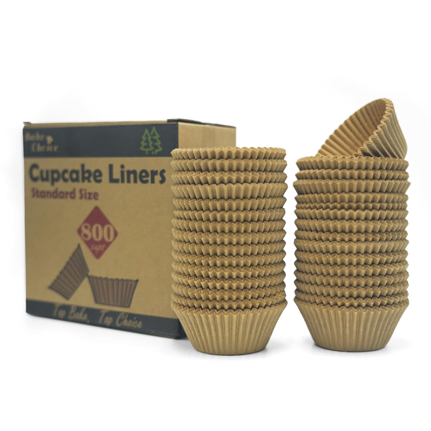 800pcs Standard Natural Cupcake Liners for Baking,Food Grade Cupcake Wrappers,Non-Stick, greaseproof Parchment Muffin Liners,by Bake Choice