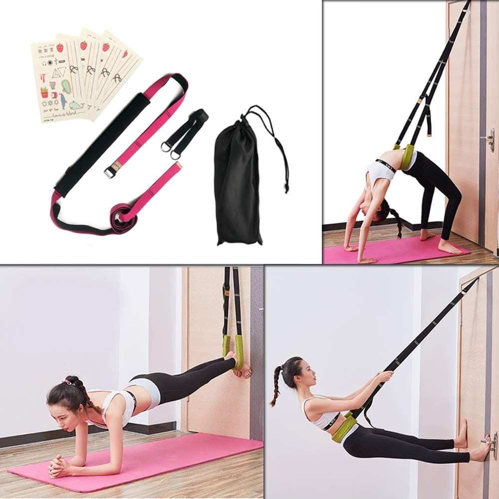 Original Multi-purpose Waist Exercise Band - Waist Back Bend Assist Trainer Flexibility & Yoga Stretching Leg Stretcher Strap w/Door Anchor for Dance Gymnastics Training Fitness Workout Pilates Ballet