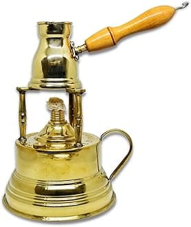 Al Bramony Brass Turkish Greek Coffee Alcohol Burner Maker Table Top Tabletop With Brass Handle Arabian Solid Large Size Hand Hammered Handmade Egyptian Decanter + Pot Ibrik Size N02 (Capacity 2 Cup)