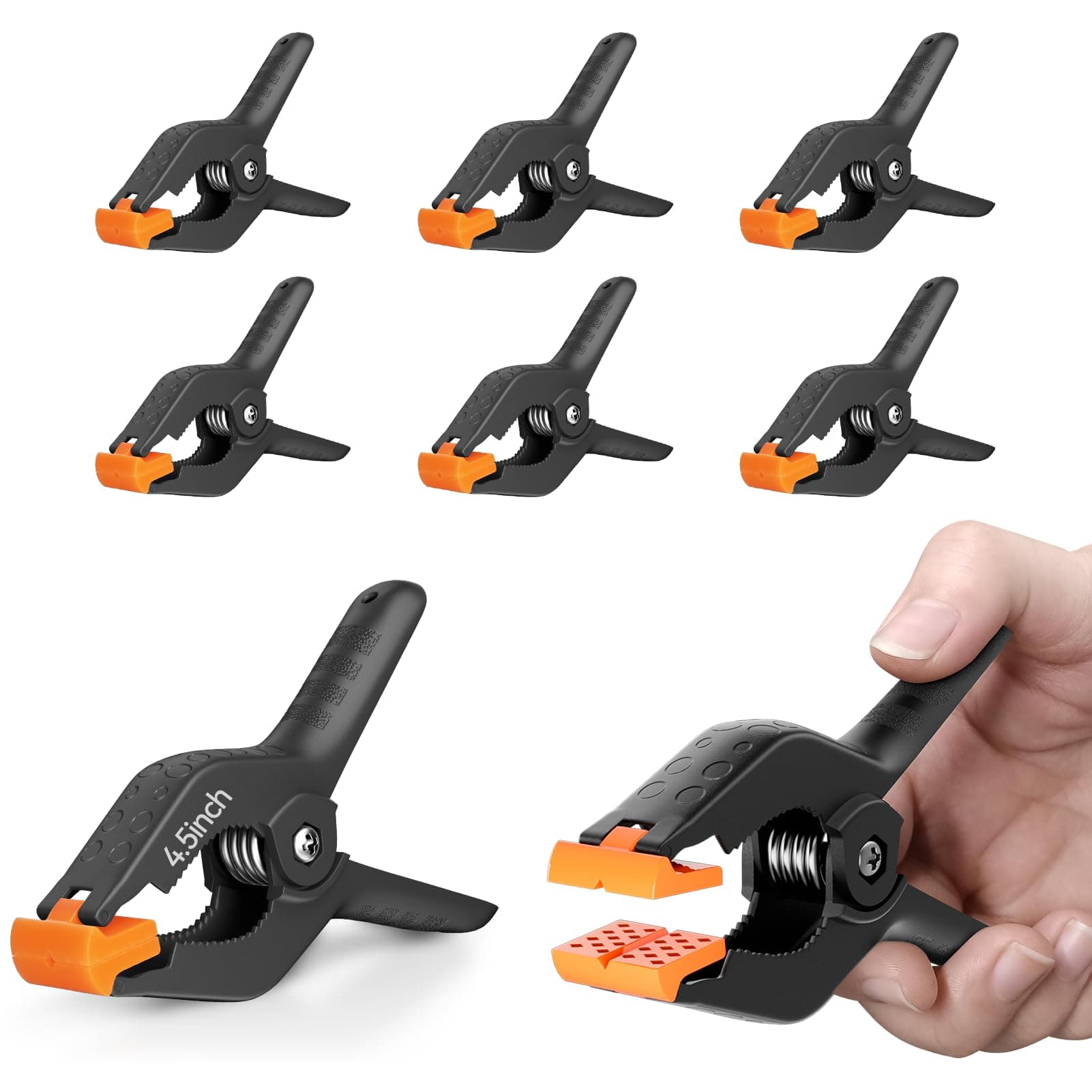 Heavy Duty Spring Clamps 6Pcs, 4.5 inch Backdrop Clips for Background Photo Video Studio, Woodworking, Home Improvement, DIY - Yellow