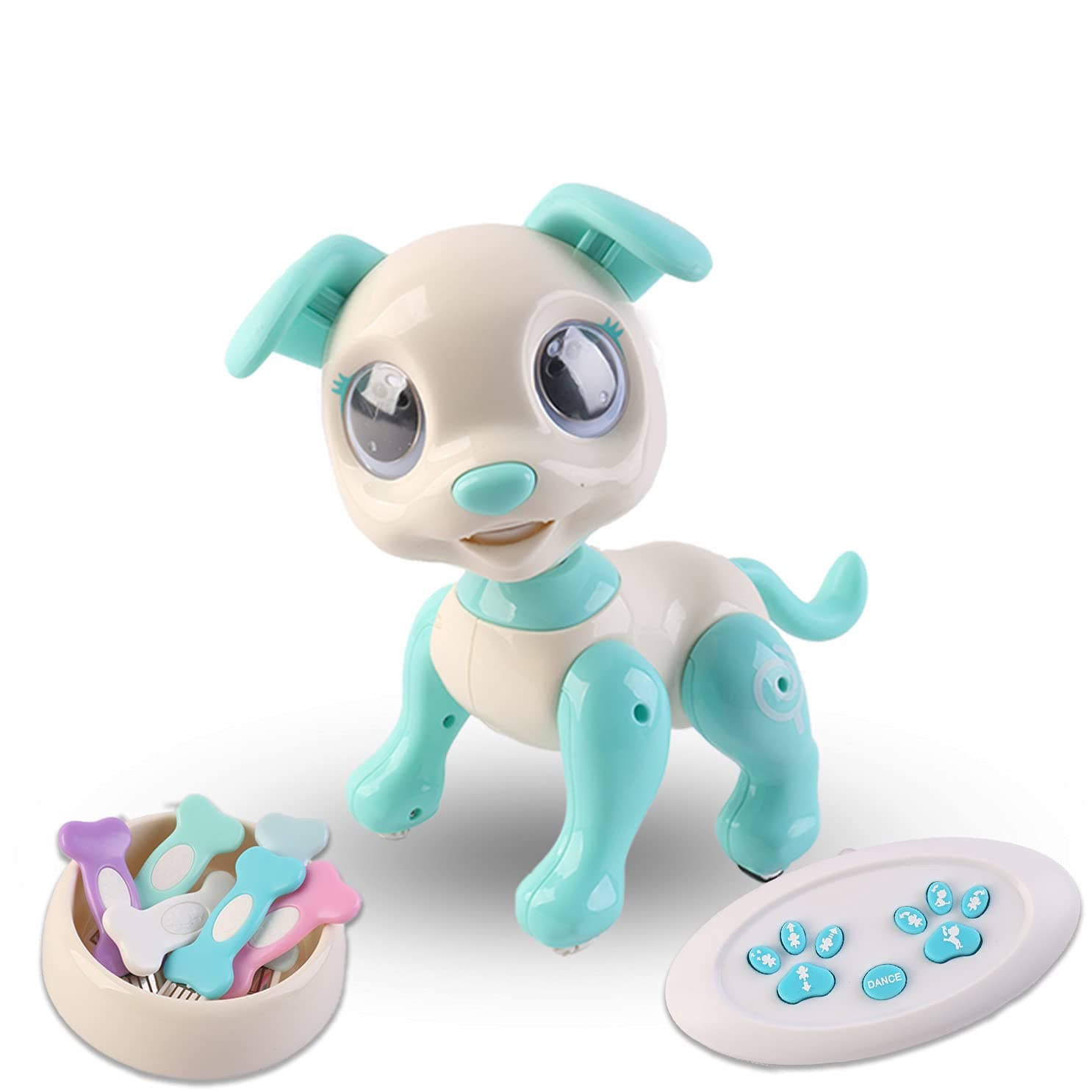 LimitlessFunN RC Pets Dog - Remote Control Robot Toy for Boys, Smart RC Robot Puppy, Interactive Hand Motion Gestures, Program Treats, Walking and Dancing Robot for Kids, Blue