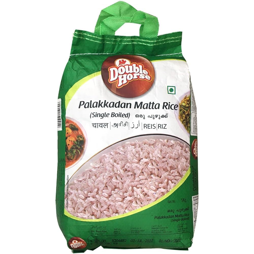 Kerala Matta Rice Single Boiled Palakkadan Red Rice Export Quality Double Horse 5KG