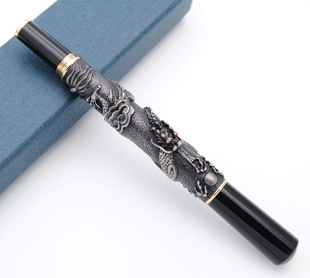 JINHAO Chinese Dragon Rollerball Pen (Antique Silver)