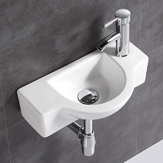 Wall Hung Basin Sink Small Cloakroom Basin Rectangle Ceramic Wash Basin (Modern)