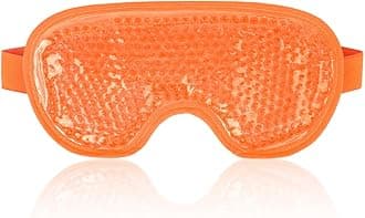 NEWGO Cooling Eye Mask for Puffy Eyes, Reusable Hot Cold Therapy Gel Cold Eye Mask for Migraine, Headache, Dark Circles, Dry Eyes, Sinus Pain-Orange