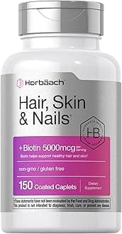 Horbäach Hair Skin and Nails Vitamins | 150 Caplets | with Biotin and Collagen | Supplement for Women and Men | Non-GMO, Gluten Free | by