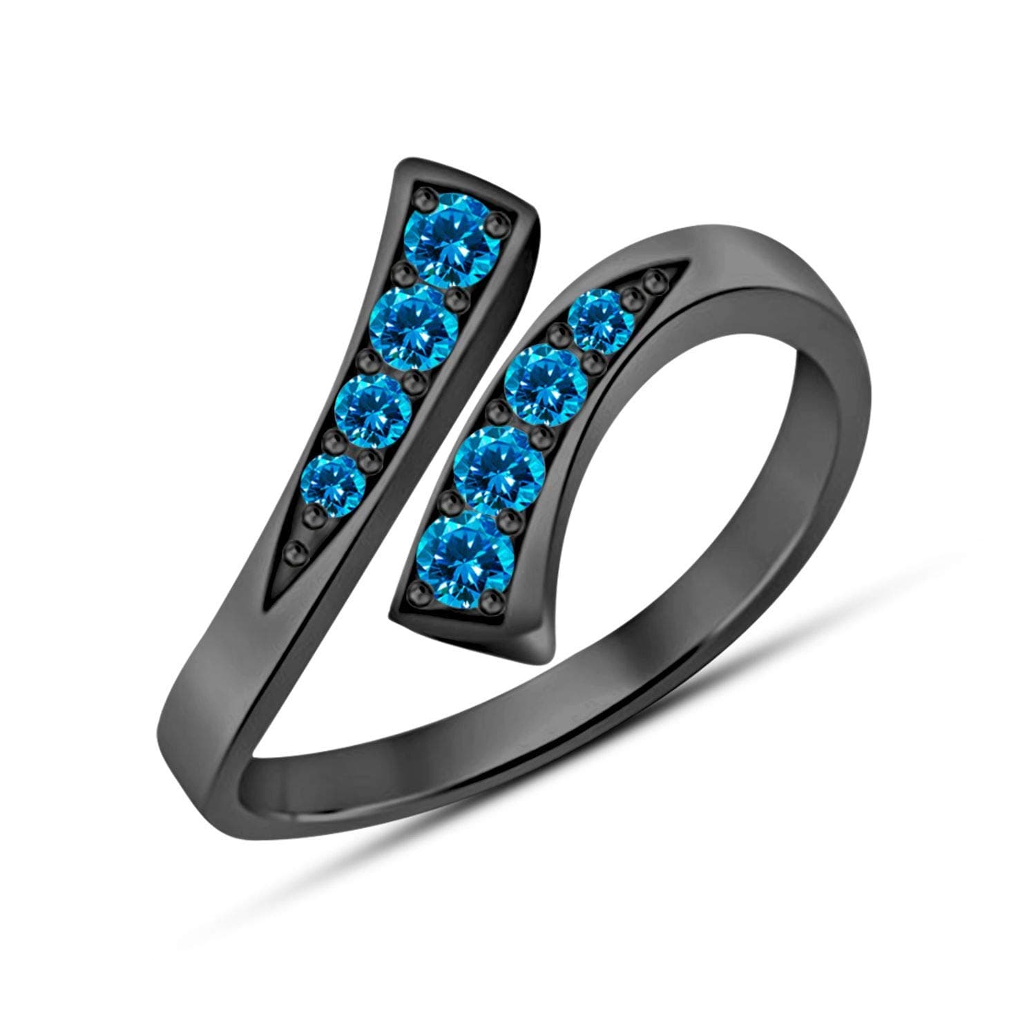 14k Black Gold Plated Bypass Black Adjustable Toe Ring