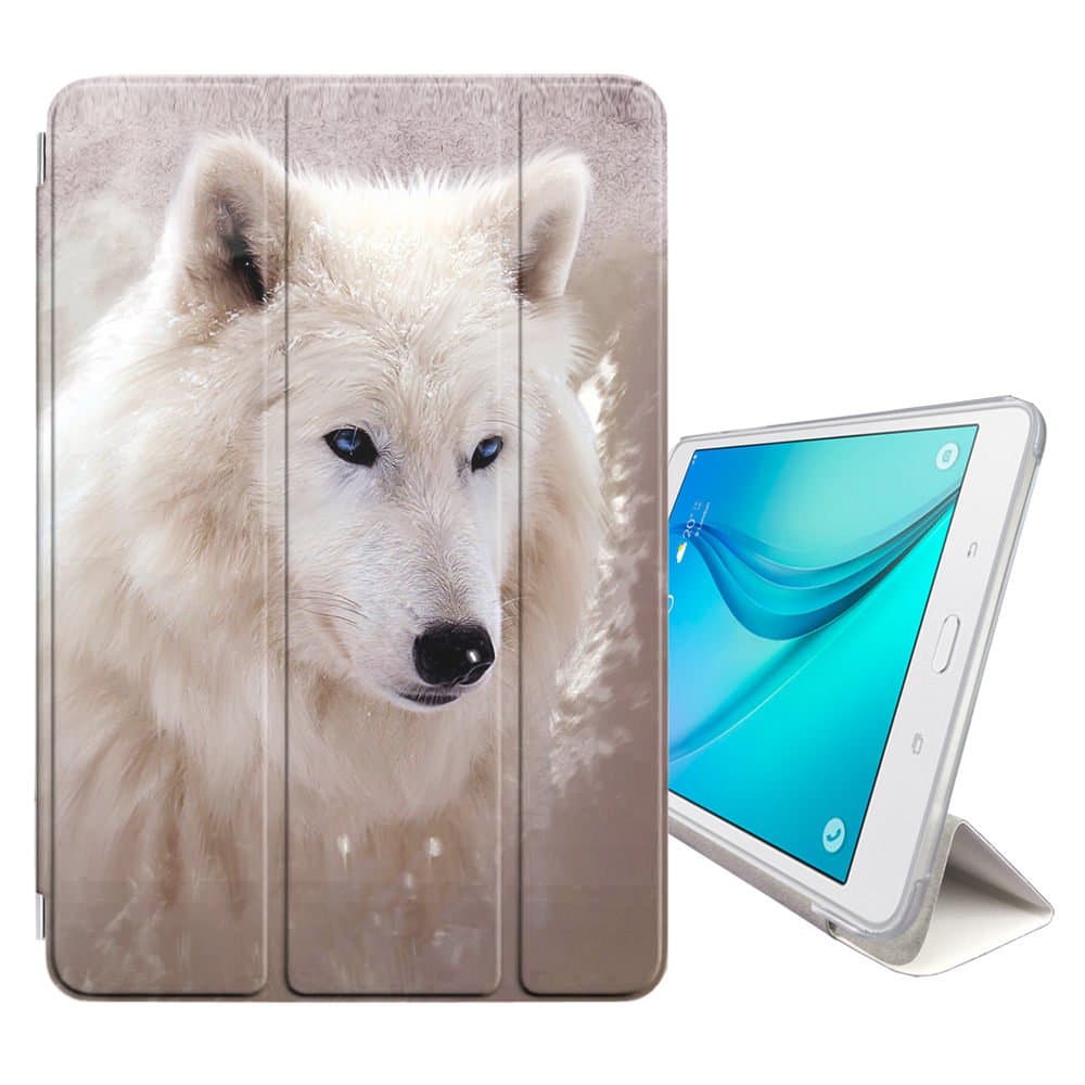 STPlus White Artic Wolf Animal Smart Cover with Back Case + Auto Sleep/Wake Function + Stand for Samsung Galaxy Tab A - 10.1" (2016) (T580/T585 Series)
