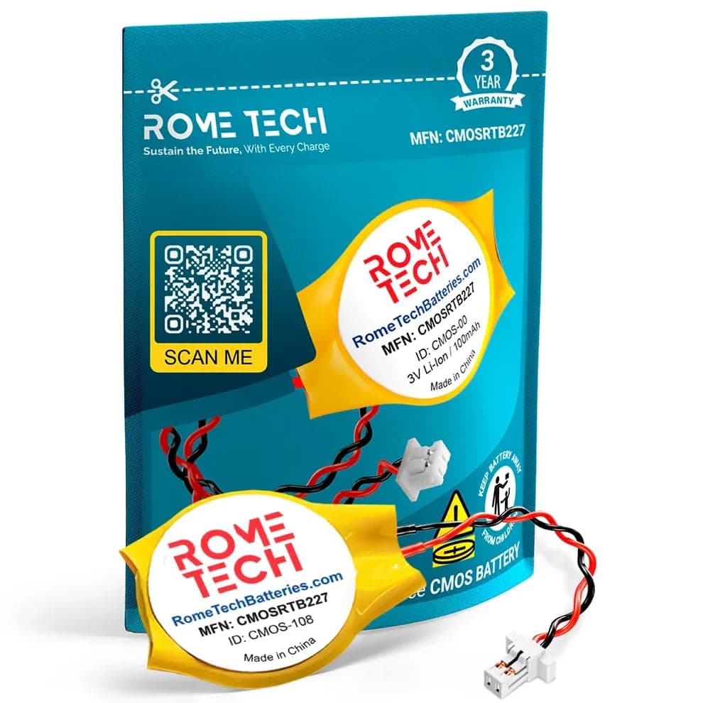 Rome Tech CR1620 CMOS BIOS Battery for HP EliteBook 840 G7 - Backup 3V RTC CR 1620 HP Laptop Battery with 2 Wire Cable