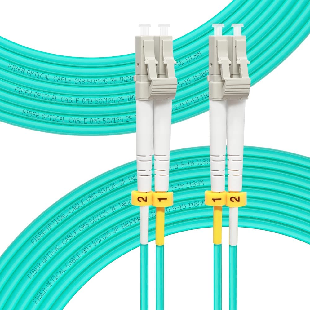 LC to LC Fiber Patch Cable OM3 50M, Options: 0.2m-200m, 10GB/40GB Multimode Duplex LC-LC 50/125um Fiber Optic Cable Cord LSZH-50Meter(164ft)