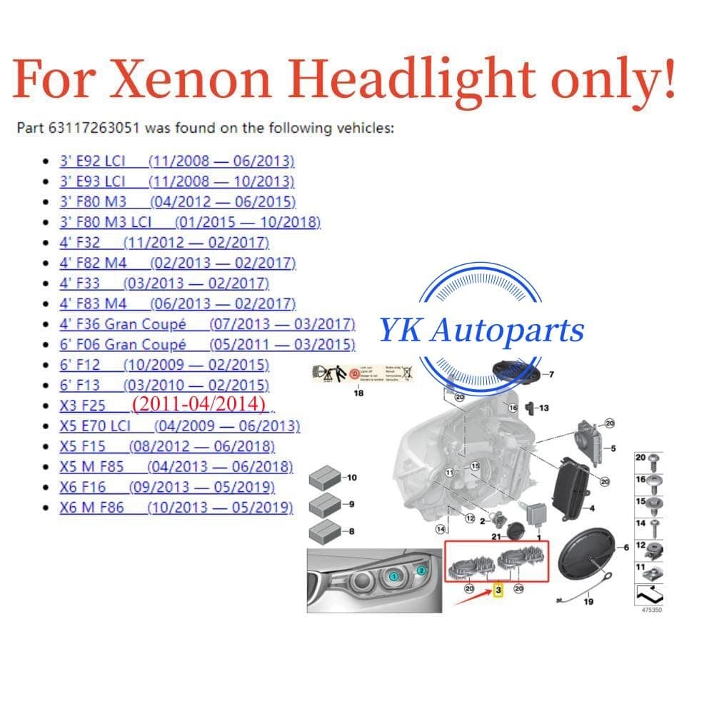 4Pcs Yellow DRL Angel Eyes Modules Set Fit For BMW 4 SERIES F32 M3 F82 M4 F33 F83 M4 F36 Gran Coupé 428i 430i 435i 440i Xenon Headlight Daytime Running Light, DRL Light Source, 63117263051