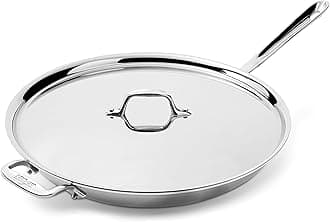 D3 3-Ply Stainless Steel Fry Pan, 14 Inch, Induction, Oven Broiler Safe 500F, Lid Safe 350F, Pots and Pans, Cookware, Silver