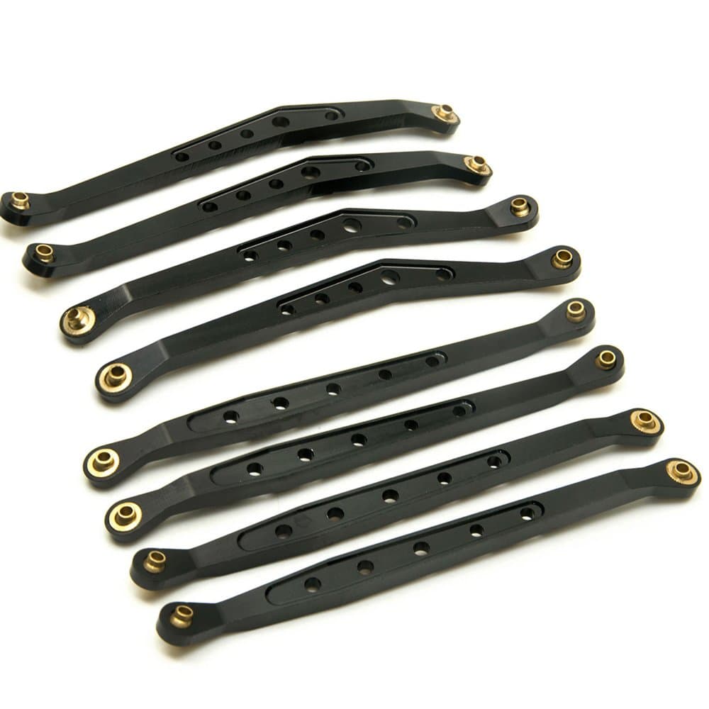 Que-T 8 Pcs Aluminum Linkage Rod Arm Set / Upper and Lower Suspension Links Set of 8 for 1/10 Axial Wraith 90018 RC Truck (Black, Type A)