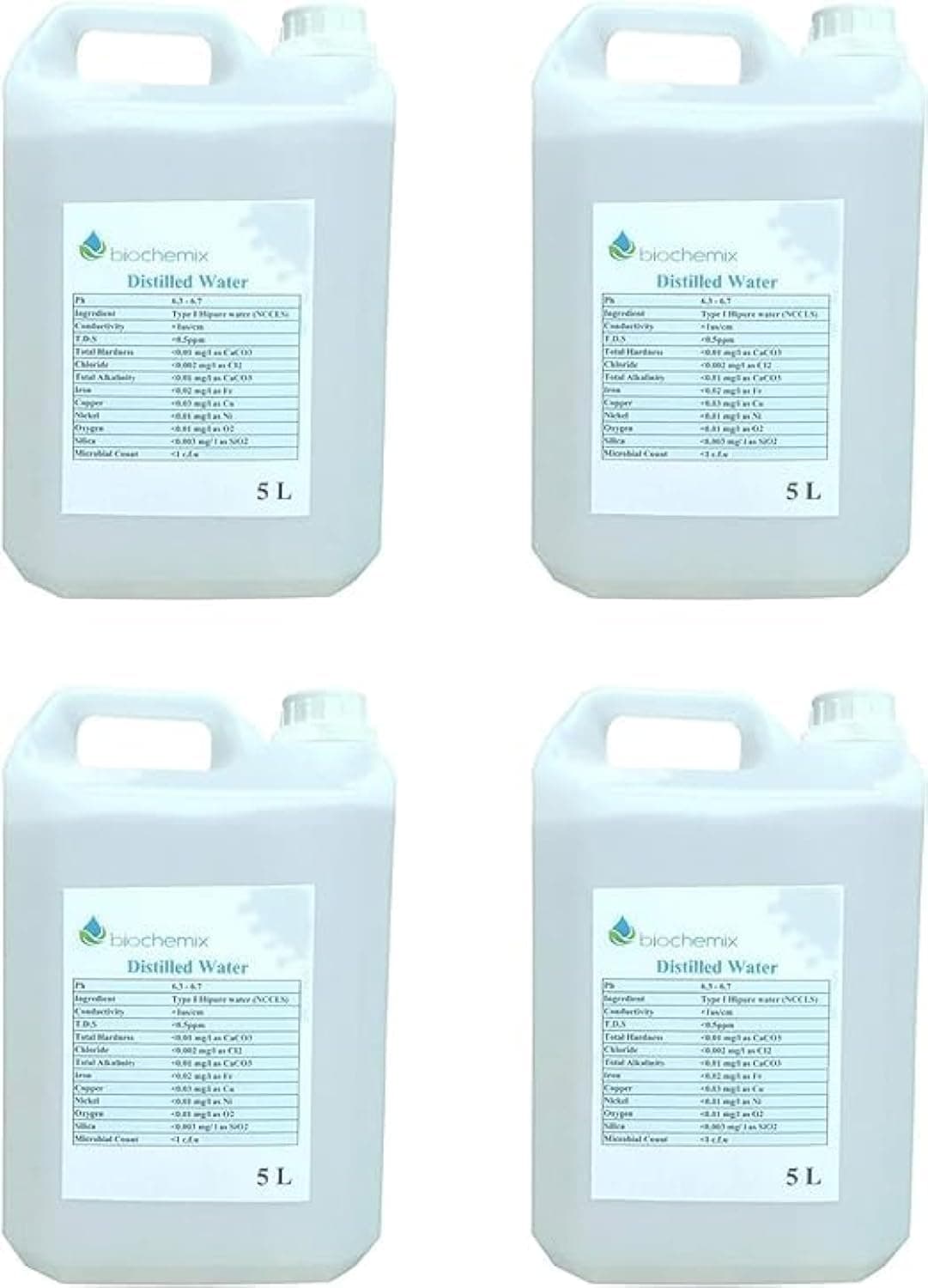 BioChemixHIPURE Distilled Water 5 Liter-4 pieces