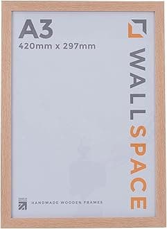 Wall Space A3 Oak Frame - A3 Frame Oak with GLASS. This A3 Picture Frame is the perfect A3 Photo Frame for an A3 Print, Photo or Poster. A3 Frames | A3 Oak Frame | 420 x 297 | A3 Wooden Frame