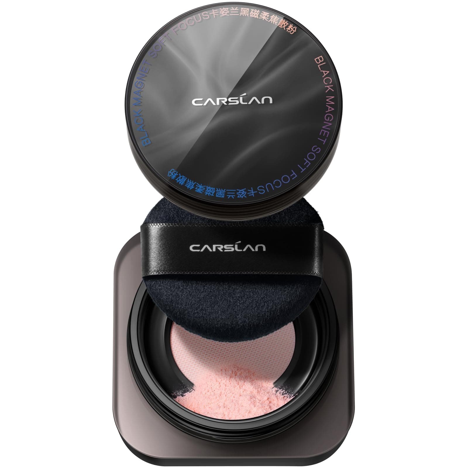 Black Magnet Soft Focus Make Up Powder, Waterproof Loose Setting Powder, 24H Longlasting, Oil Control, Talc-Free Face Powder, 01 Pink For Dry&Com Skin, 0.28Oz