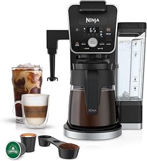 Ninja | Coffee Maker | DualBrew Single Serve System | 4 Brew Styles | Keep Warm Feature & Buit- In Frother | 14 Cup Glass Carafe & Removable 70oz Water Reservoir | Black | CFP451A